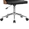 Armen Living Diamond Office Chair in Chrome finish with Tufted Black Faux Leather and Walnut Veneer Back LCDIOFCHBLACK - alternate 2